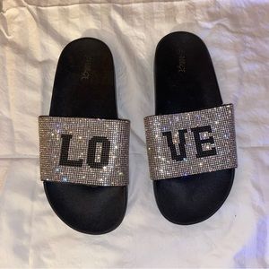 Black & Silver “Love” Slides